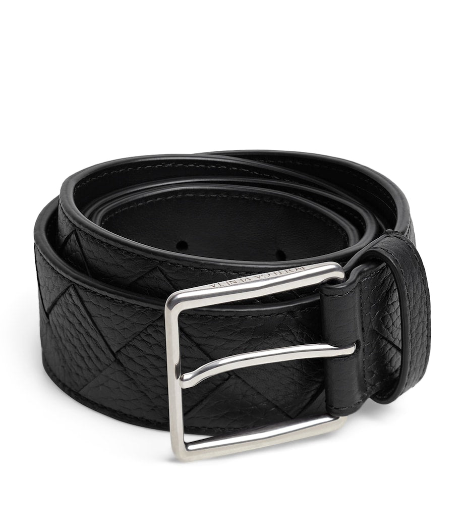 Bottega Veneta Intrecciato leather belt 3.5cm, imported from the UK