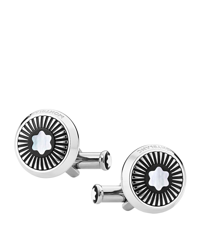 Montblanc Star cufflinks stainless steel mother-of-pearl - British product