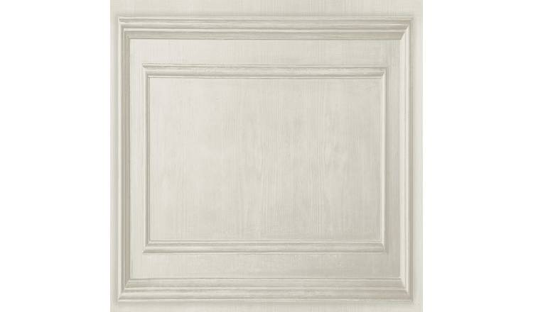 Fresco wood panel neutral wallpaper roll - British product
