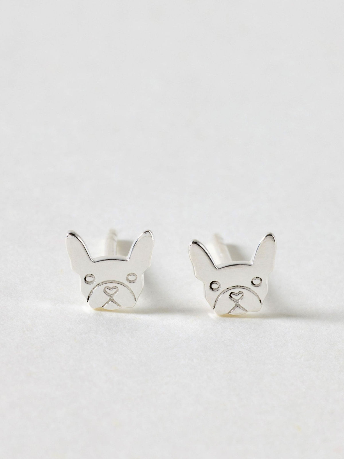 Oliver Bonas silver bulldog stud earrings, UK version