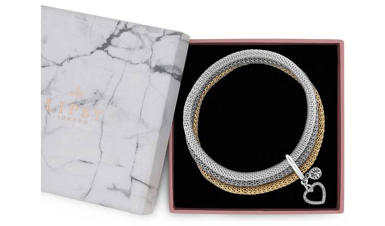 Lipsy gold and silver mesh chain charm bracelet set, UK version
