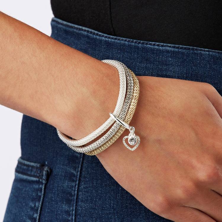 Lipsy gold and silver mesh chain charm bracelet set, UK version