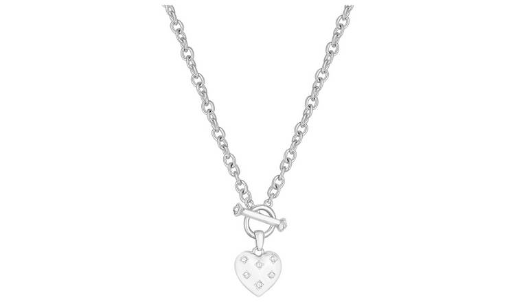 Lipsy crystal heart pendant necklace silver-tone, UK version