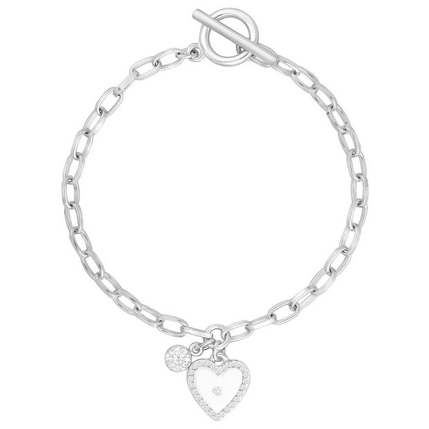 Lipsy crystal heart charm bracelet 19cm, UK version