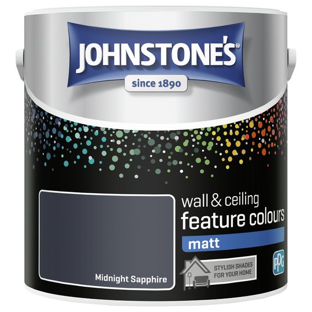 Johnstone's Feature Wall Matt paint Midnight Sapphire 2.5L (British brand)