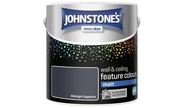 Johnstone's Feature Wall Matt paint Midnight Sapphire 2.5L (British brand)