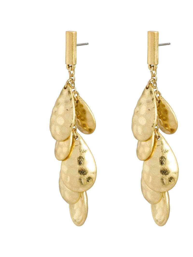 Oliver Bonas Ida hammered multi teardrop drop stud earrings, UK version