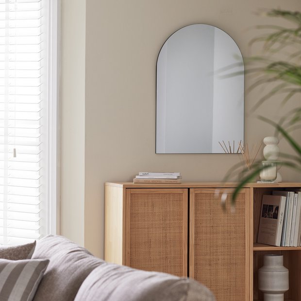 Habitat frameless arch wall mirror 70x50cm, imported from the UK