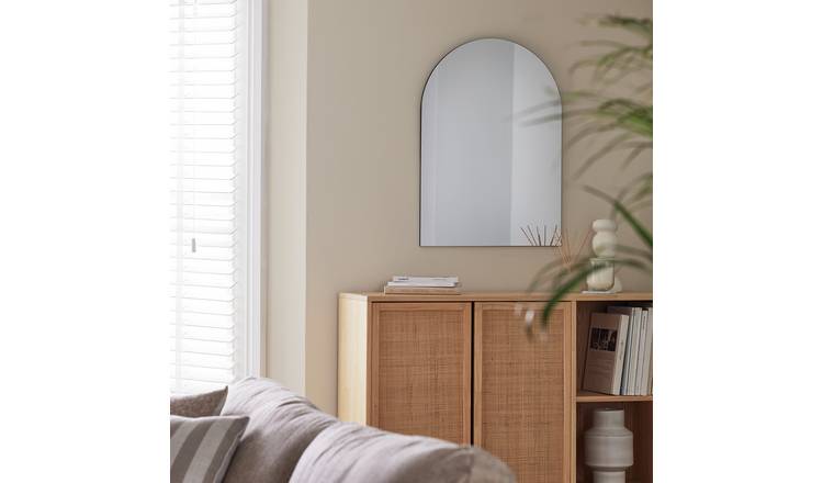 Habitat frameless arch wall mirror 70x50cm, imported from the UK