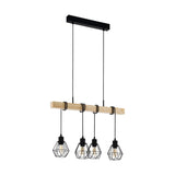 Eglo Townshend geometric pendant light with black metal and pinewood, British brand
