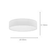 Eglo white fabric ceiling light 57cm, imported from the UK