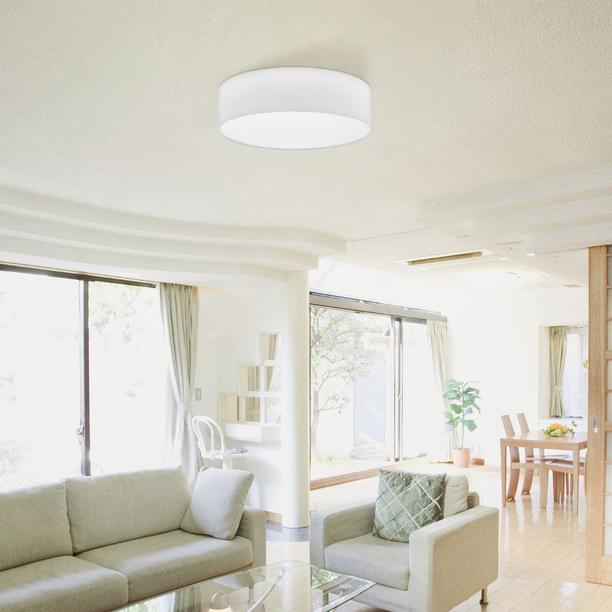 Eglo white fabric ceiling light 57cm, imported from the UK