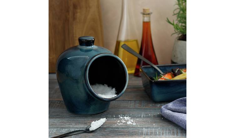 Habitat stoneware salt container with grab handle - British product