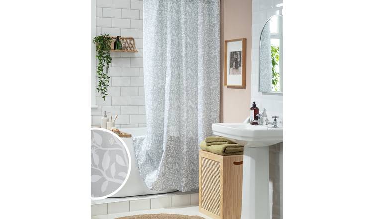 Argos Home floral shower curtain grey 180x180cm - British product