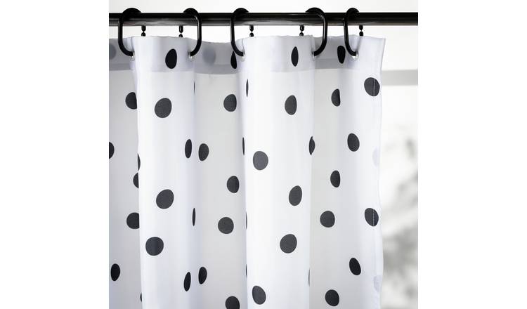 Argos Home monochrome spot shower curtain 180x180cm, imported from the UK