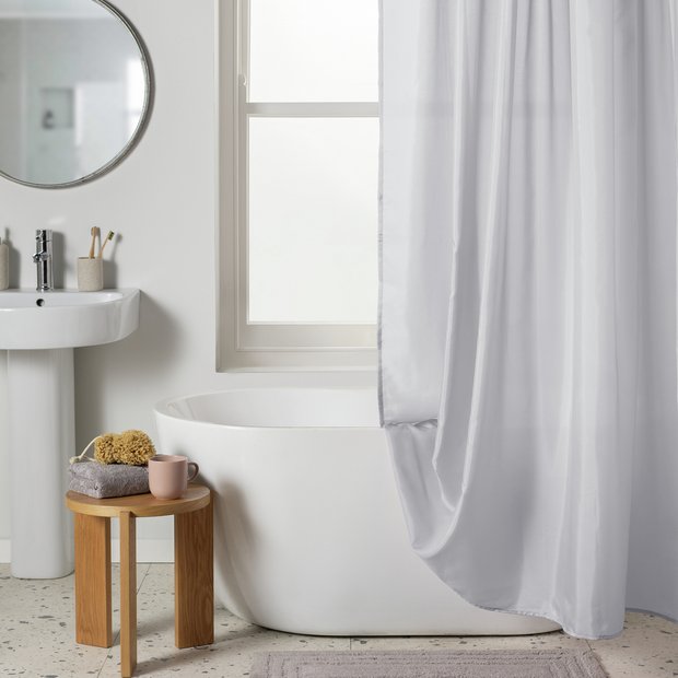 Argos Home plain white shower curtain 180x180cm - British product
