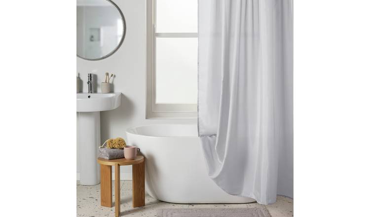 Argos Home plain white shower curtain 180x180cm - British product