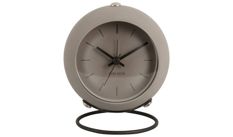Karlsson Nirvana Globe analogue alarm clock warm grey 10cm, UK version