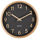 Karlsson Pure Wood analogue clock 18cm black (British brand)