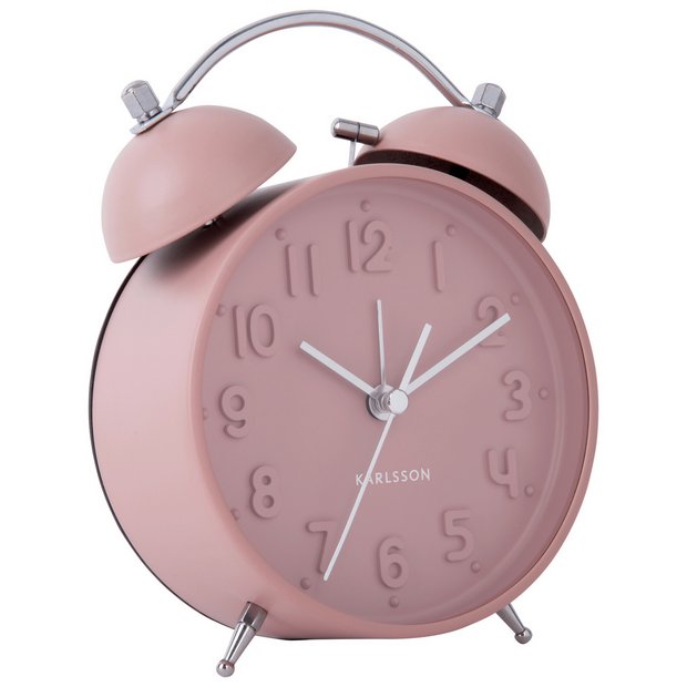 Karlsson Iconic analogue alarm clock faded pink - British product
