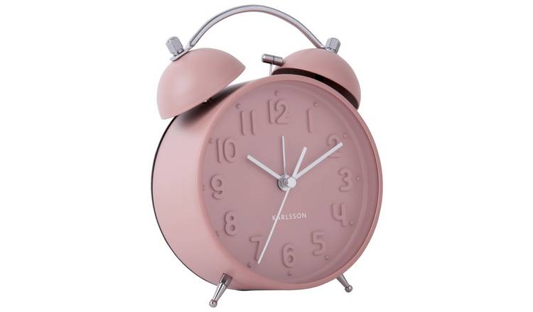 Karlsson Iconic analogue alarm clock faded pink - British product
