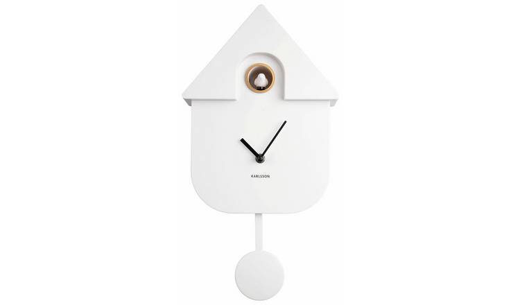 Karlsson modern cuckoo wall clock white 41cm - British product