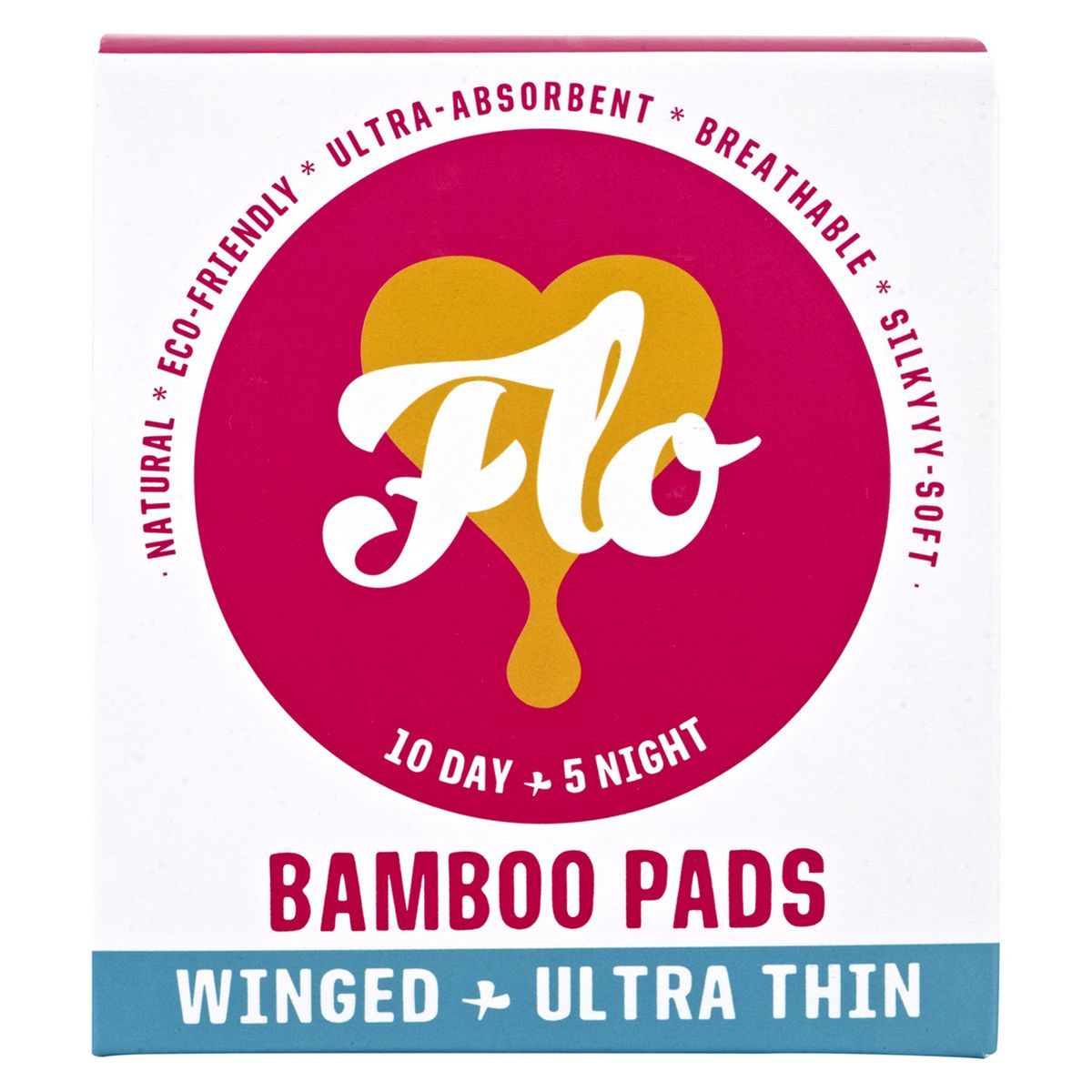 Flo Natural Bamboo Ultra Thin Day & Night Pads 15pk Bathroom Boots   