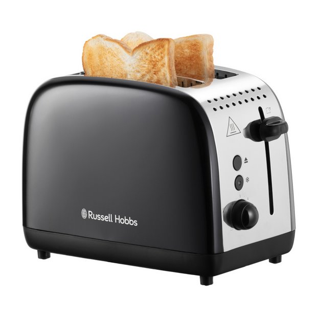 Russell Hobbs stainless steel toaster black 2 slice, imported from the UK