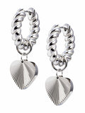 Oliver Bonas silver heart drop hoop earrings (British brand)
