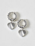 Oliver Bonas silver heart drop hoop earrings (British brand)
