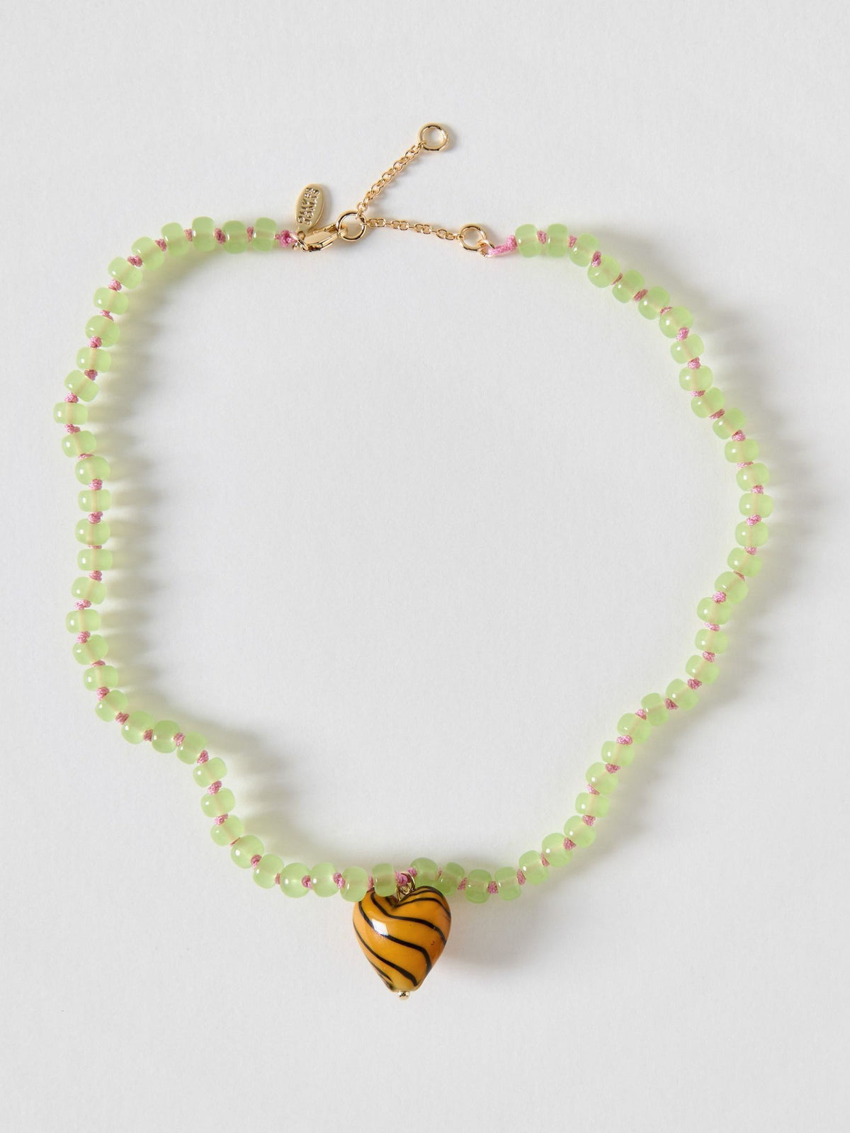 Oliver Bonas Pamela heart pendant beaded necklace, imported from the UK