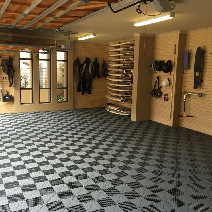 Swisstrax Ribtrax Pro garage floor tiles 25 pack 4m², imported from the UK