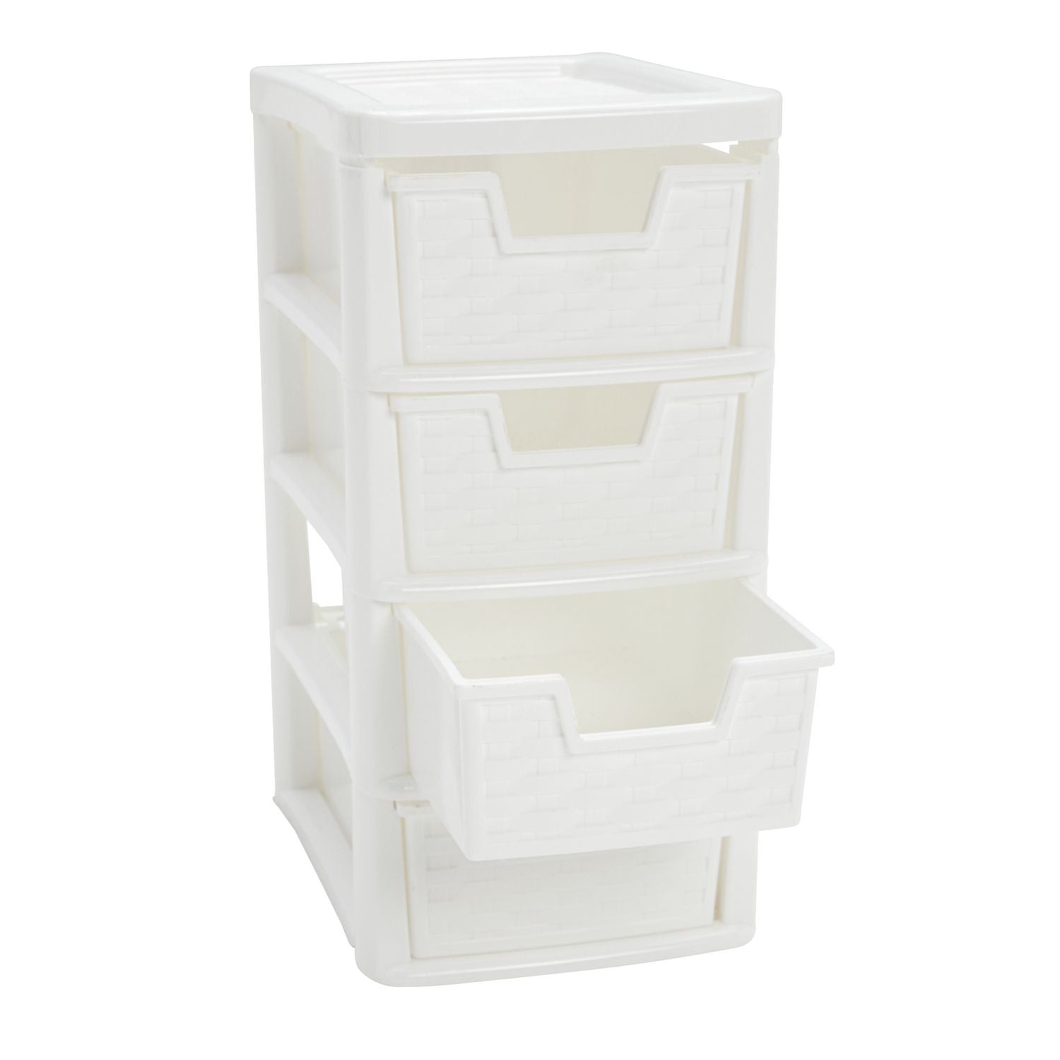 Argos Home rattan storage tower 4-drawer white, imported from the UK