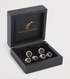 Deakin & Francis sterling silver onyx round cufflinks (British brand)