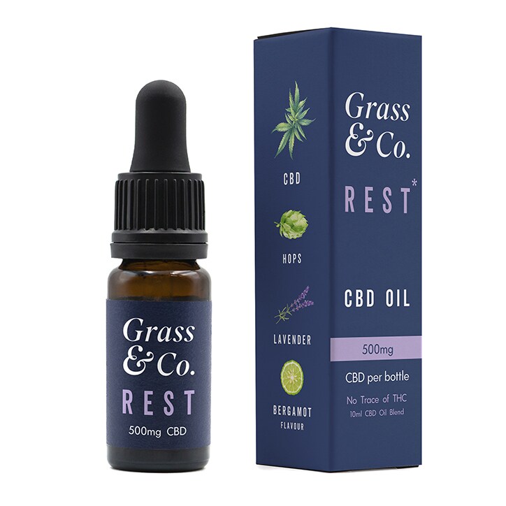 Grass & Co. REST CBD Consumable Oil 500mg with Bergamot & Lavender 10ml CBD Oil & Capsules Holland&Barrett   