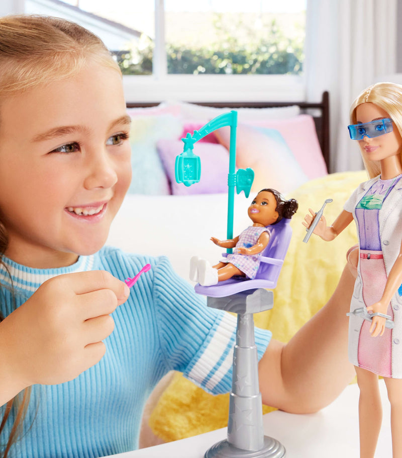Barbie dentist doll set with child and tools - British product