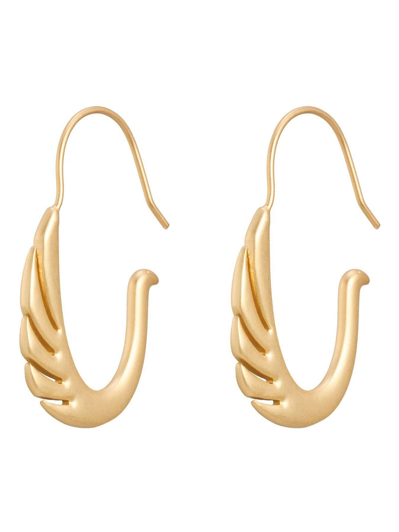 Oliver Bonas gold tone brushed metal swan earrings (British brand)