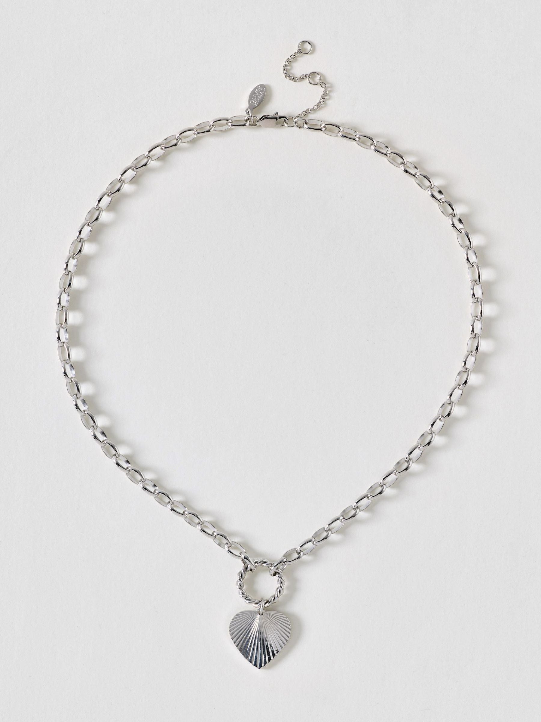 Oliver Bonas silver heart waterproof necklace, British brand