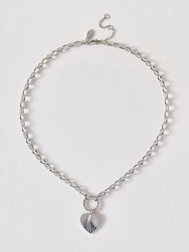 Oliver Bonas silver heart waterproof necklace, British brand