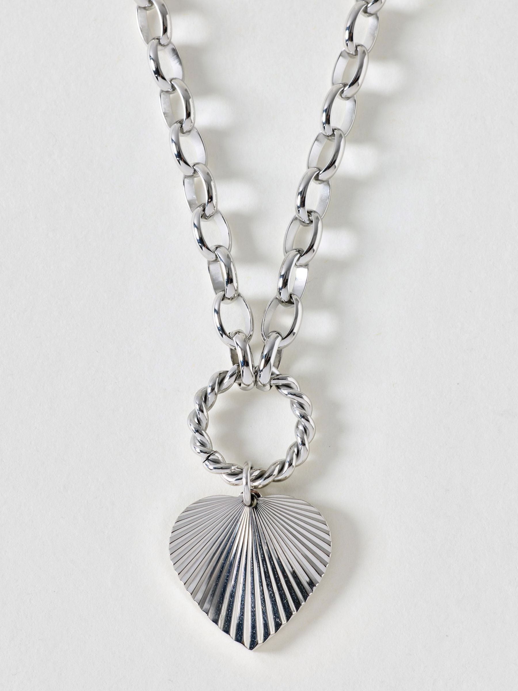 Oliver Bonas silver heart waterproof necklace, British brand