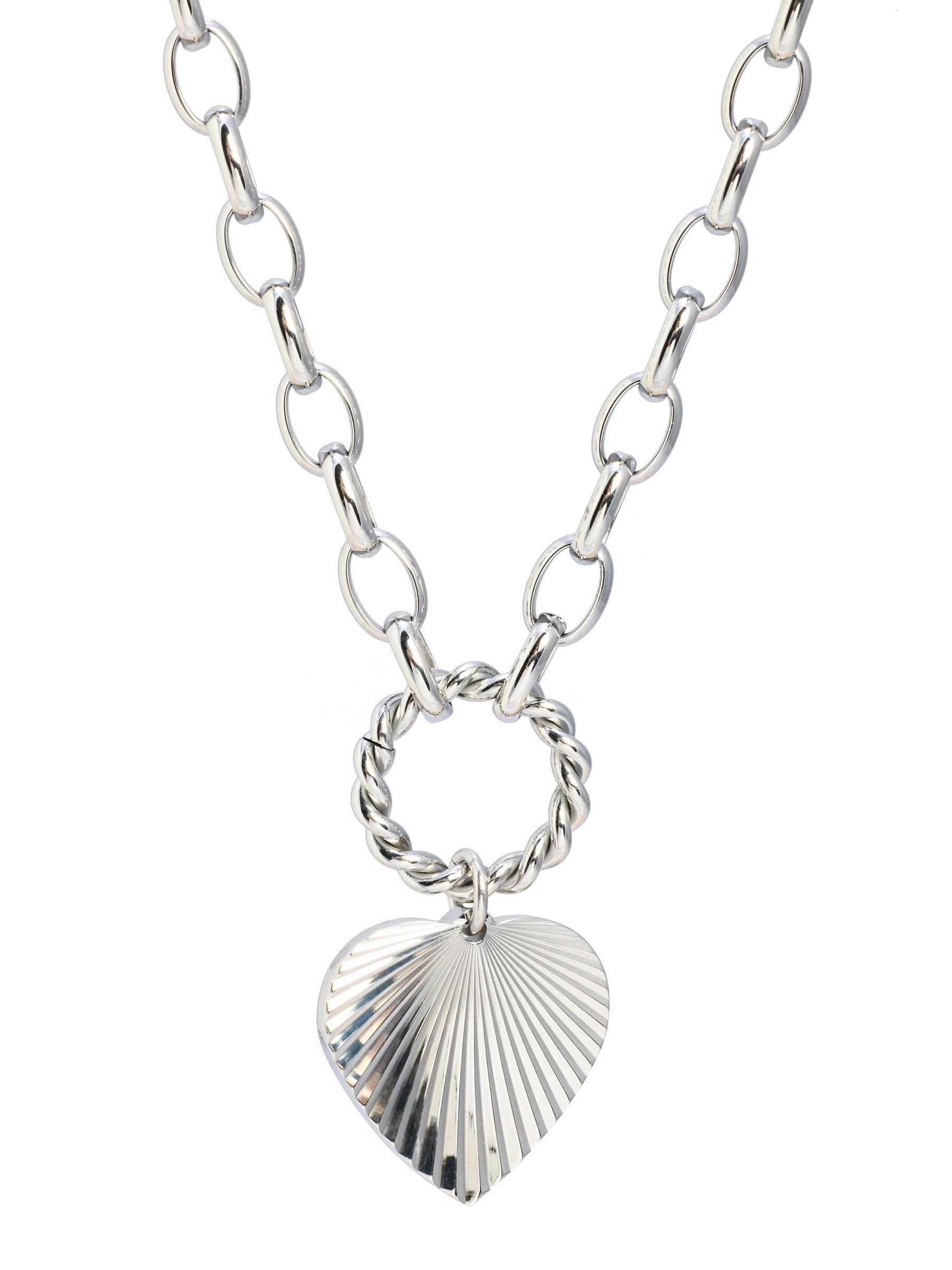 Oliver Bonas silver heart waterproof necklace, British brand