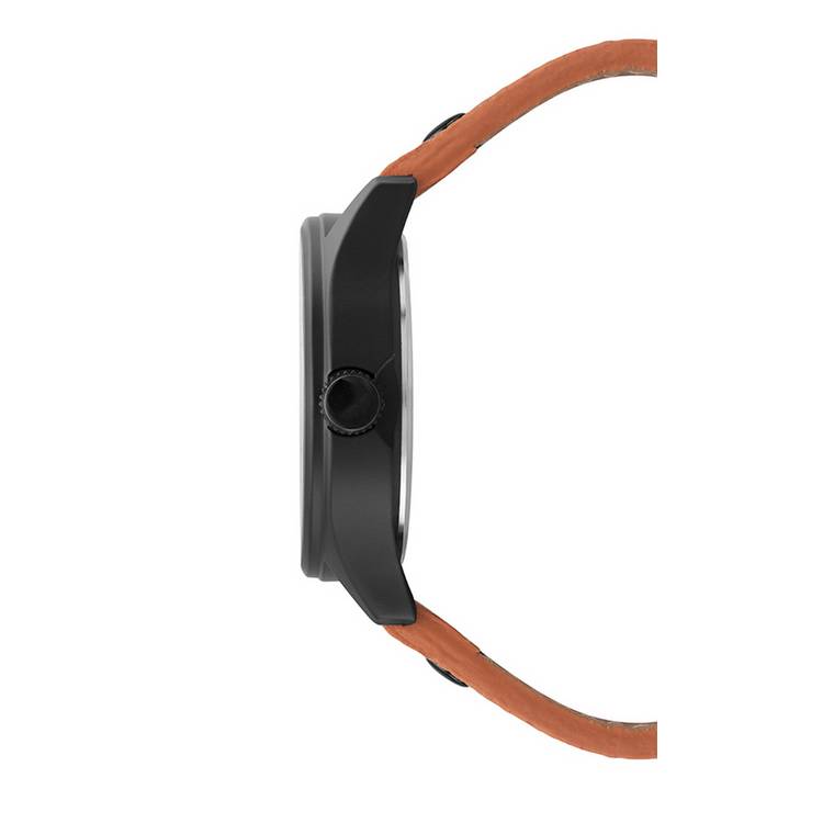 Limit pilot watch black dial tan faux leather strap, UK version