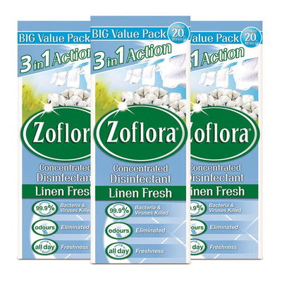 Zoflora Konzentriertes Desinfektionsmittel in Linen Fresh 3 x 500ml