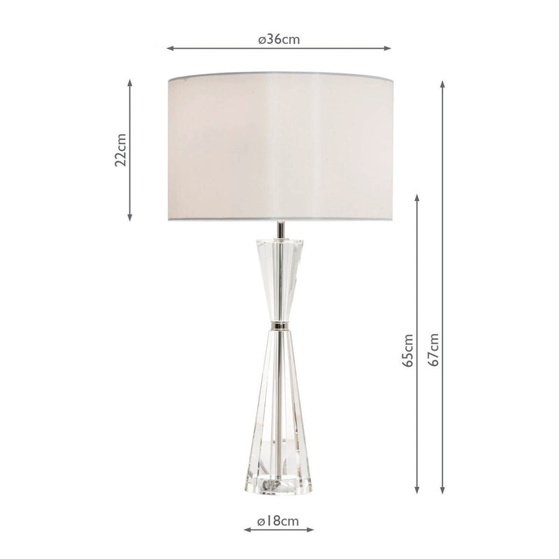 Risha crystal table lamp with ivory faux silk shade, imported from the UK