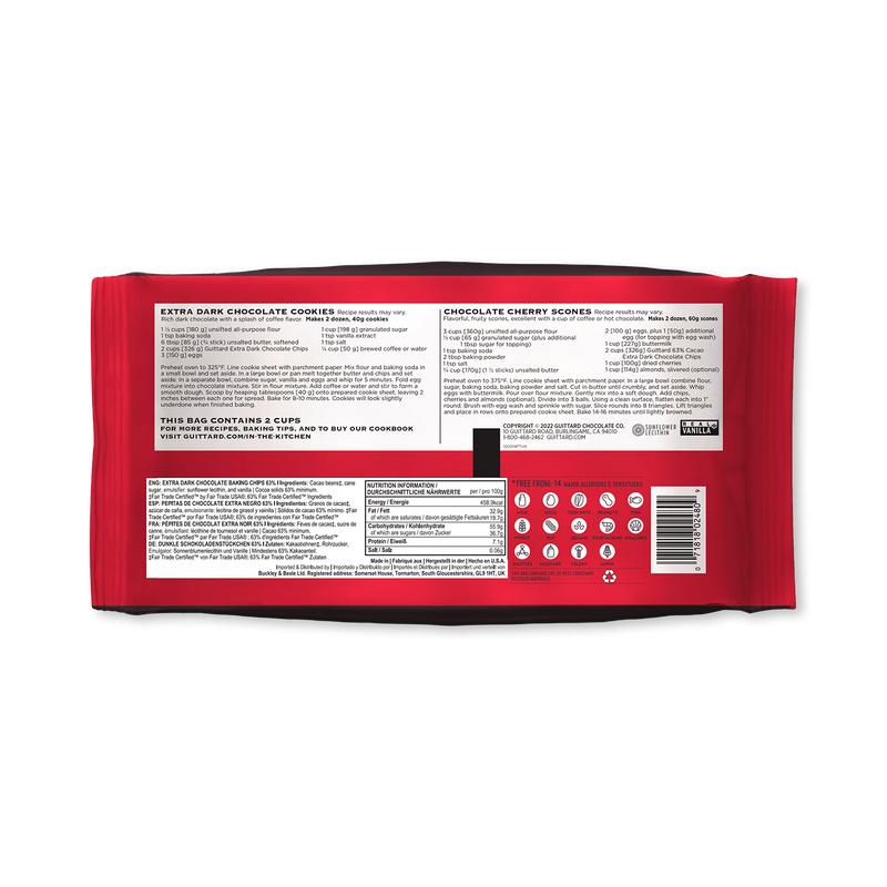 Guittard 63% dark chocolate baking chips 326g (British brand)