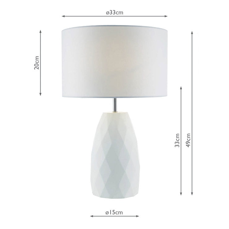 Geometric table lamp with white linen shade 1.5 kg - British product