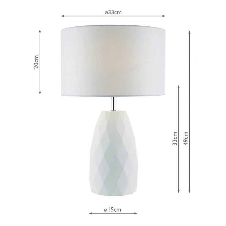 Geometric table lamp with white linen shade 1.5 kg - British product