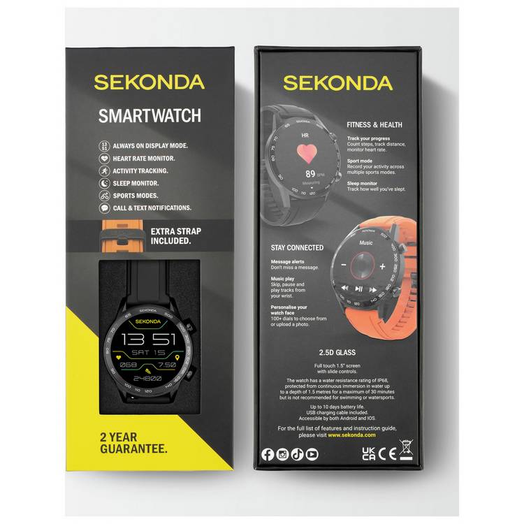 Sekonda Active Plus smartwatch black metal case gift set (British brand)