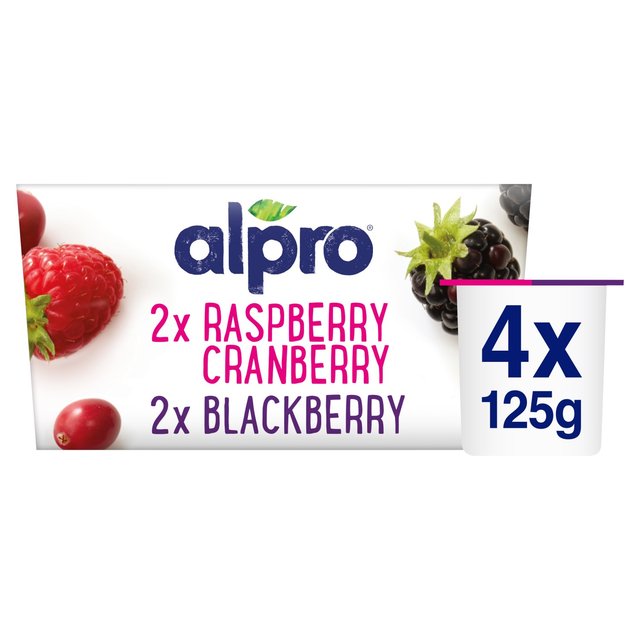 Alpro Raspberry-Cranberry & Blackberry Yoghurt Alternative   4 x 125g