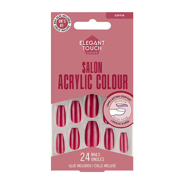 Elegant Touch acrylic coffin nails Berry Lemonade - British product